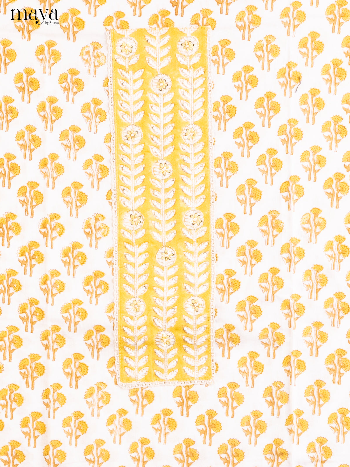 Cream & Yellow- Cotton salwar