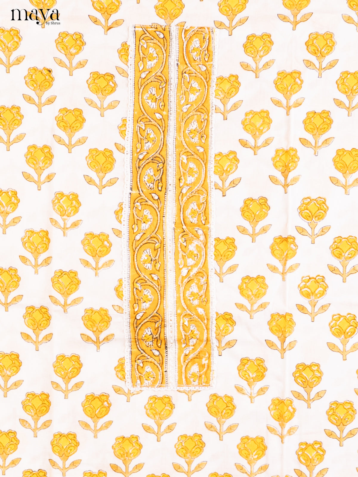 Cream & Yellow- Cotton salwar