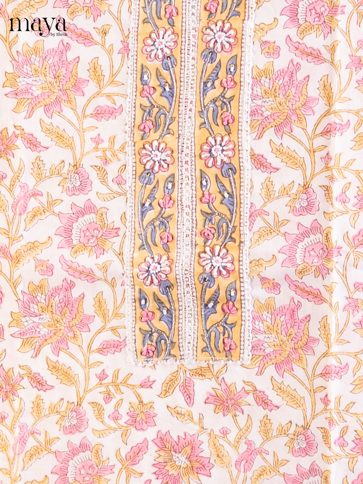 Cream & Pink- Cotton salwar