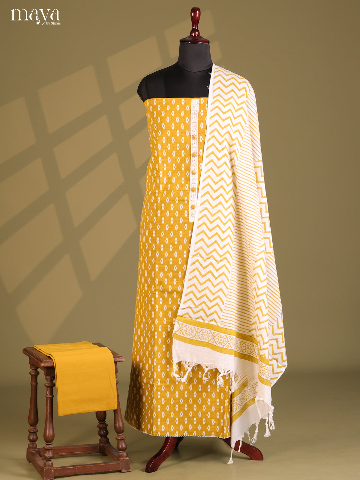 Mustard & Cream- Cotton salwar