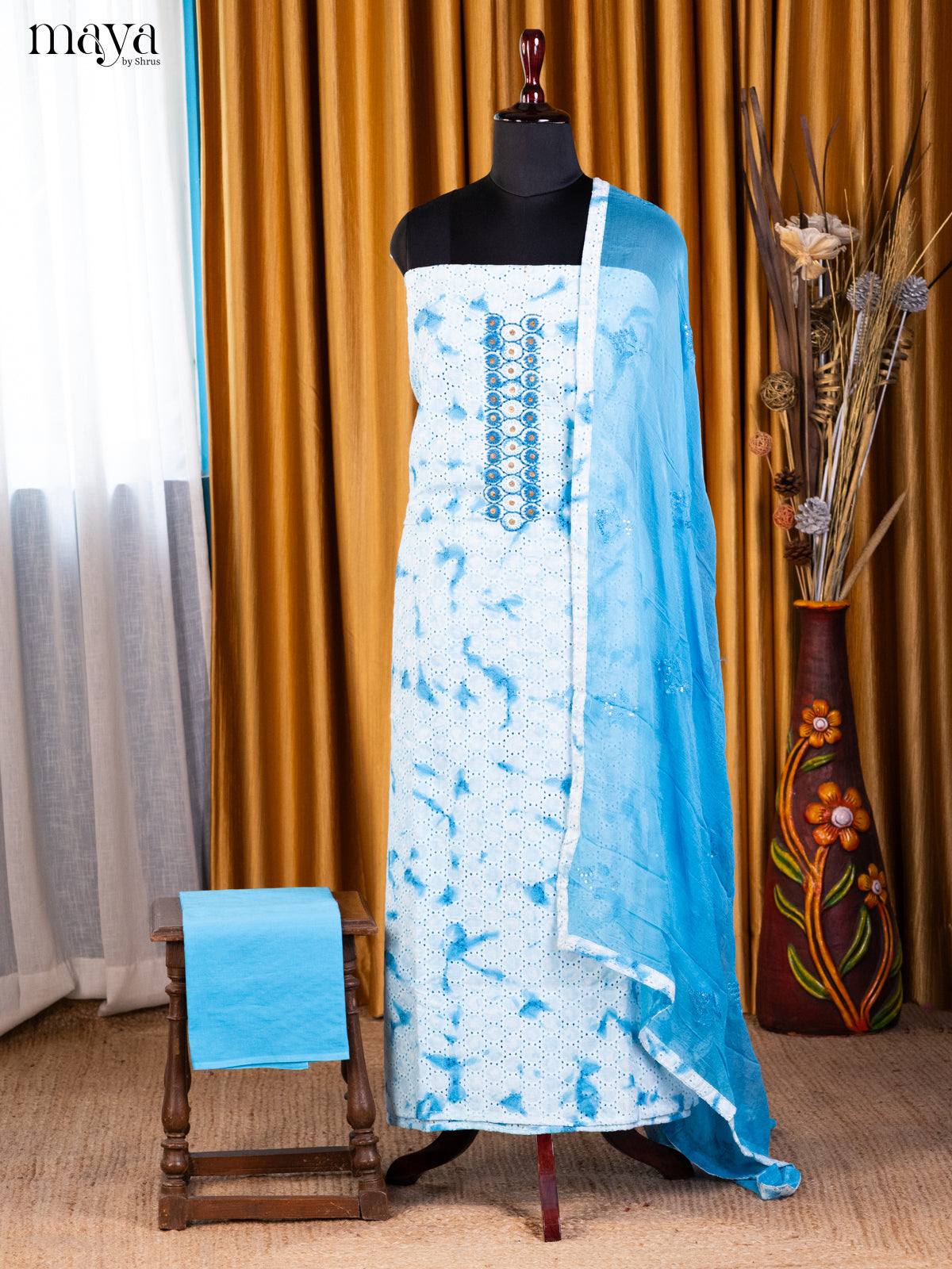 White & Blue- Cotton salwar