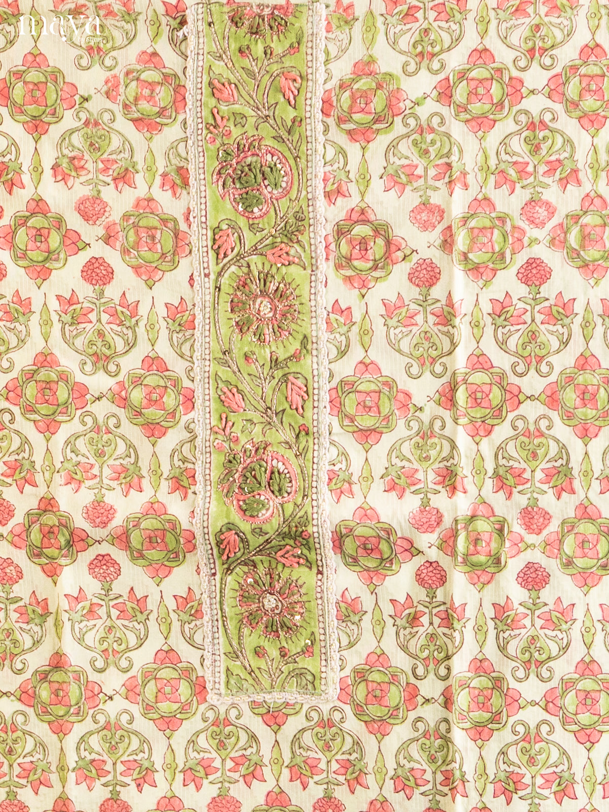 Cream & Green- Cotton salwar