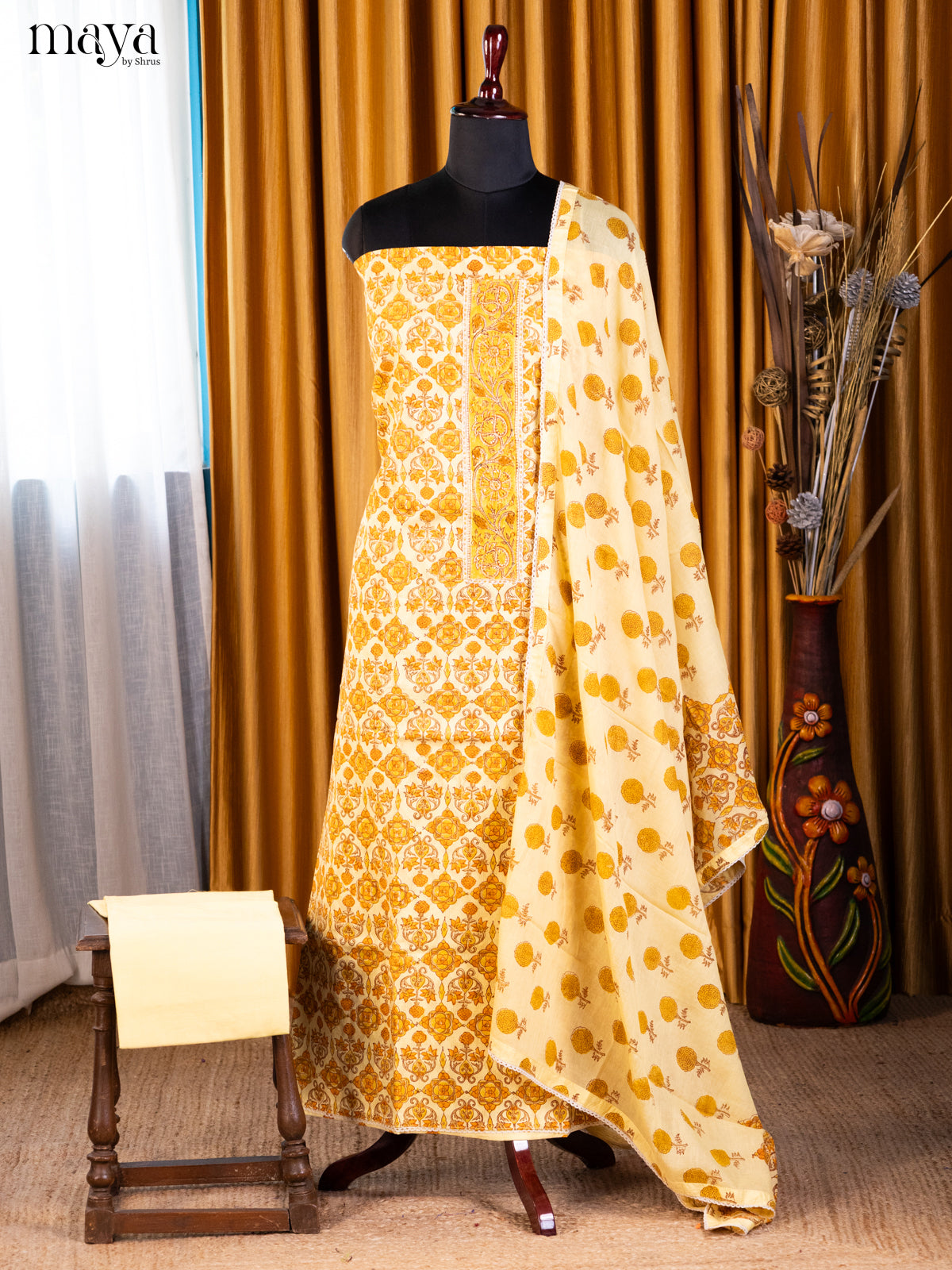 Yellow & Cream - Cotton salwar