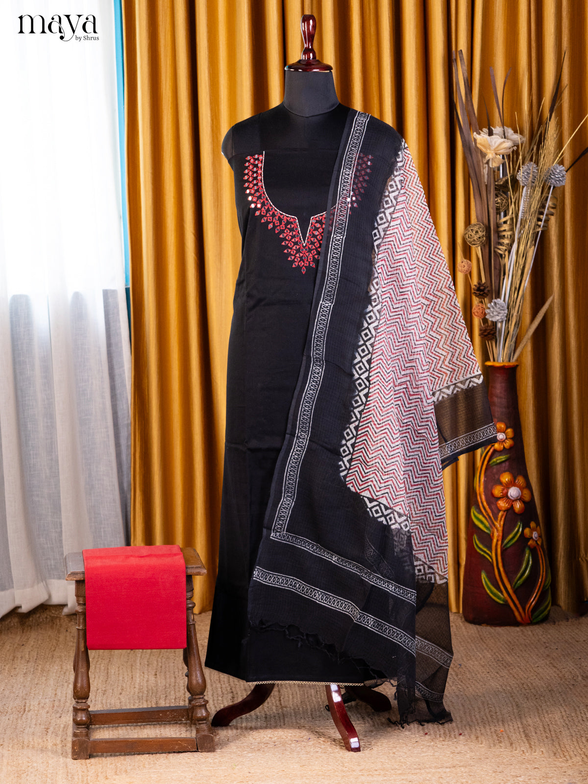 Black & Red - Cotton salwar