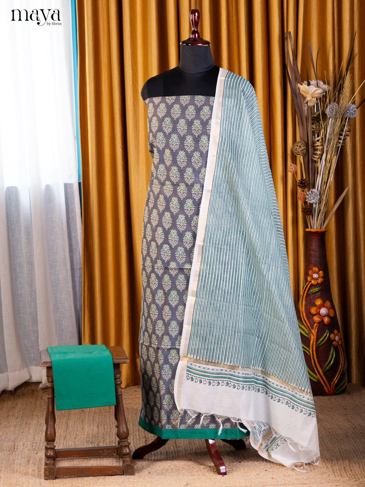 Grey & Green - Cotton salwar