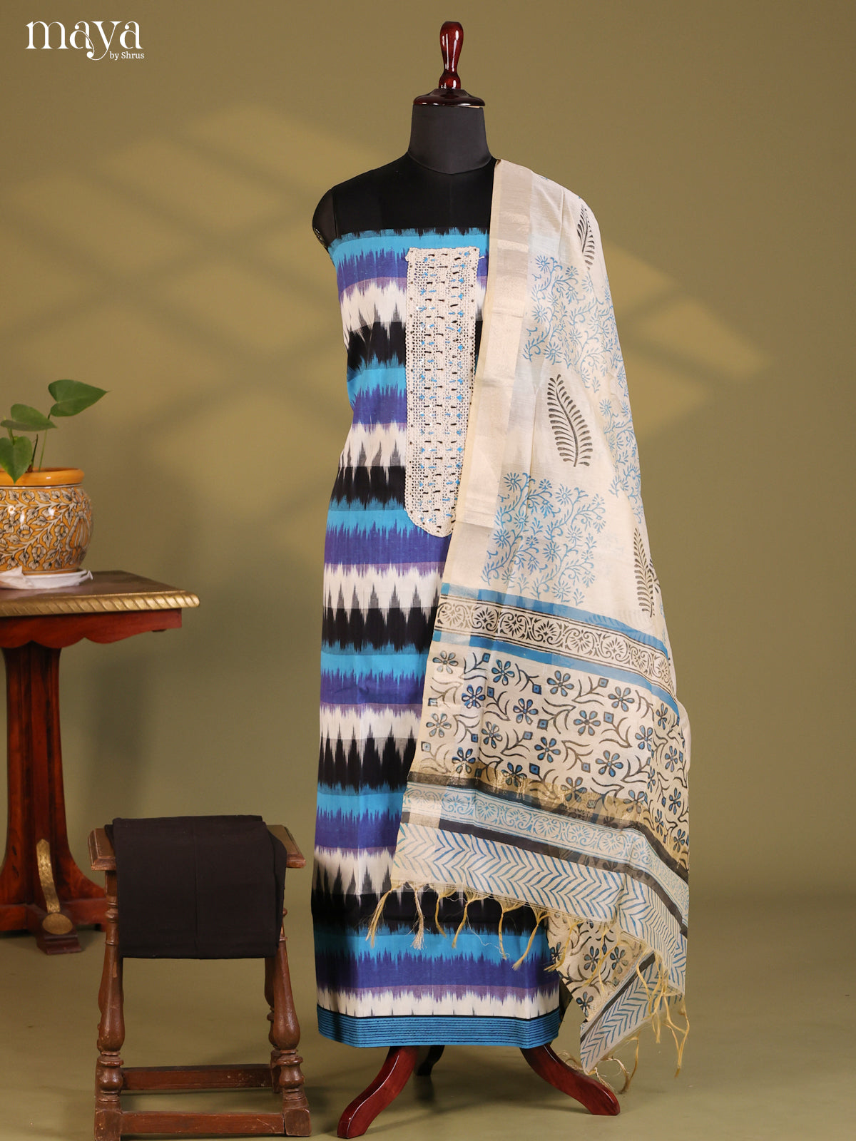 Blue & Black - Cotton salwar