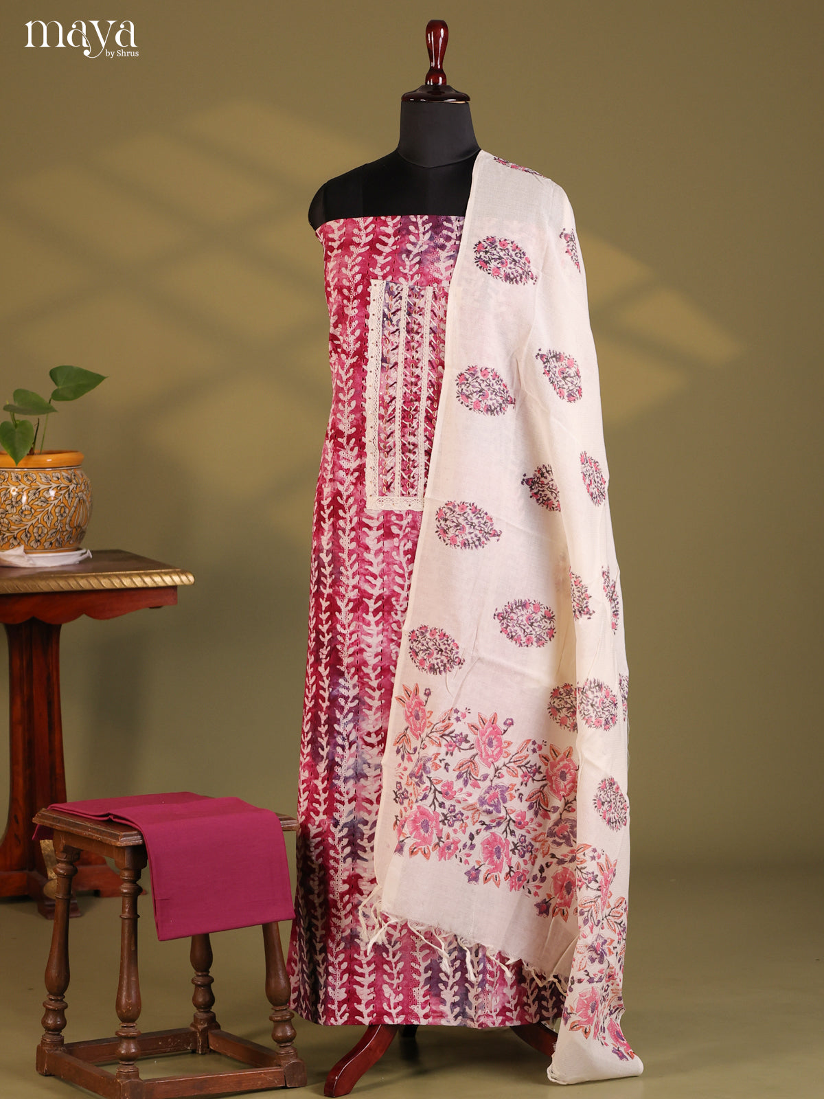 Purple & Cream - Cotton salwar