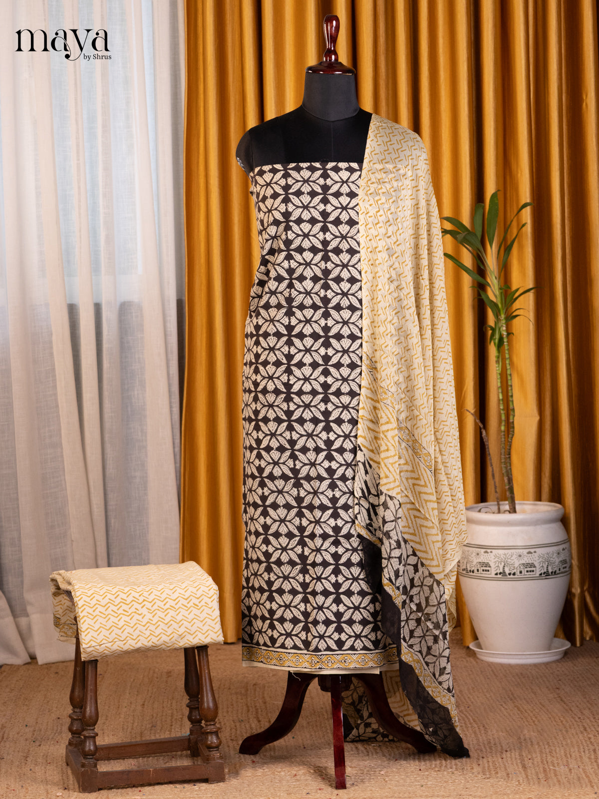 Black & Cream - Cotton salwar