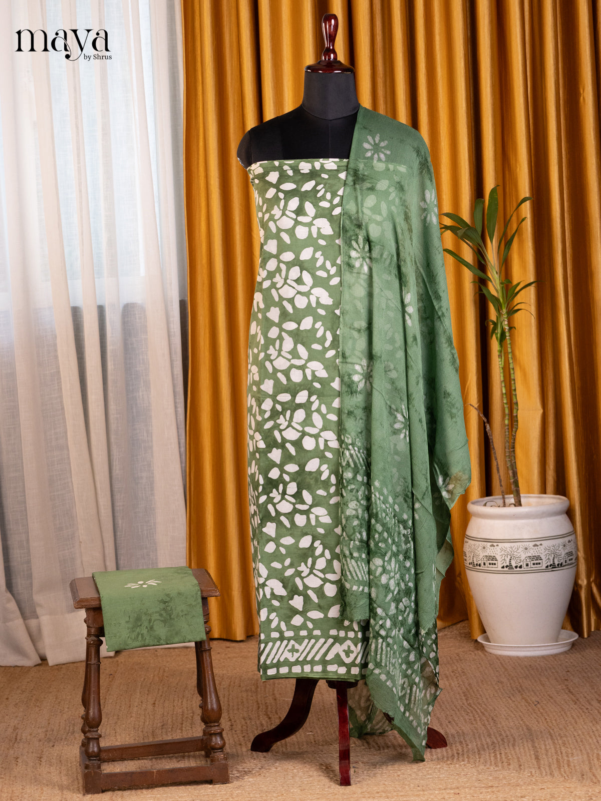 Green & White - Cotton salwar