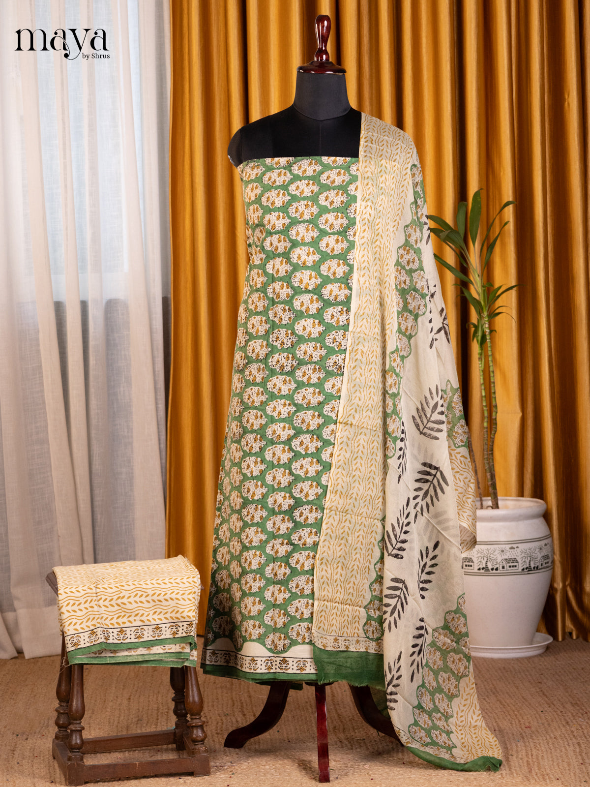 Green & Cream - Cotton salwar