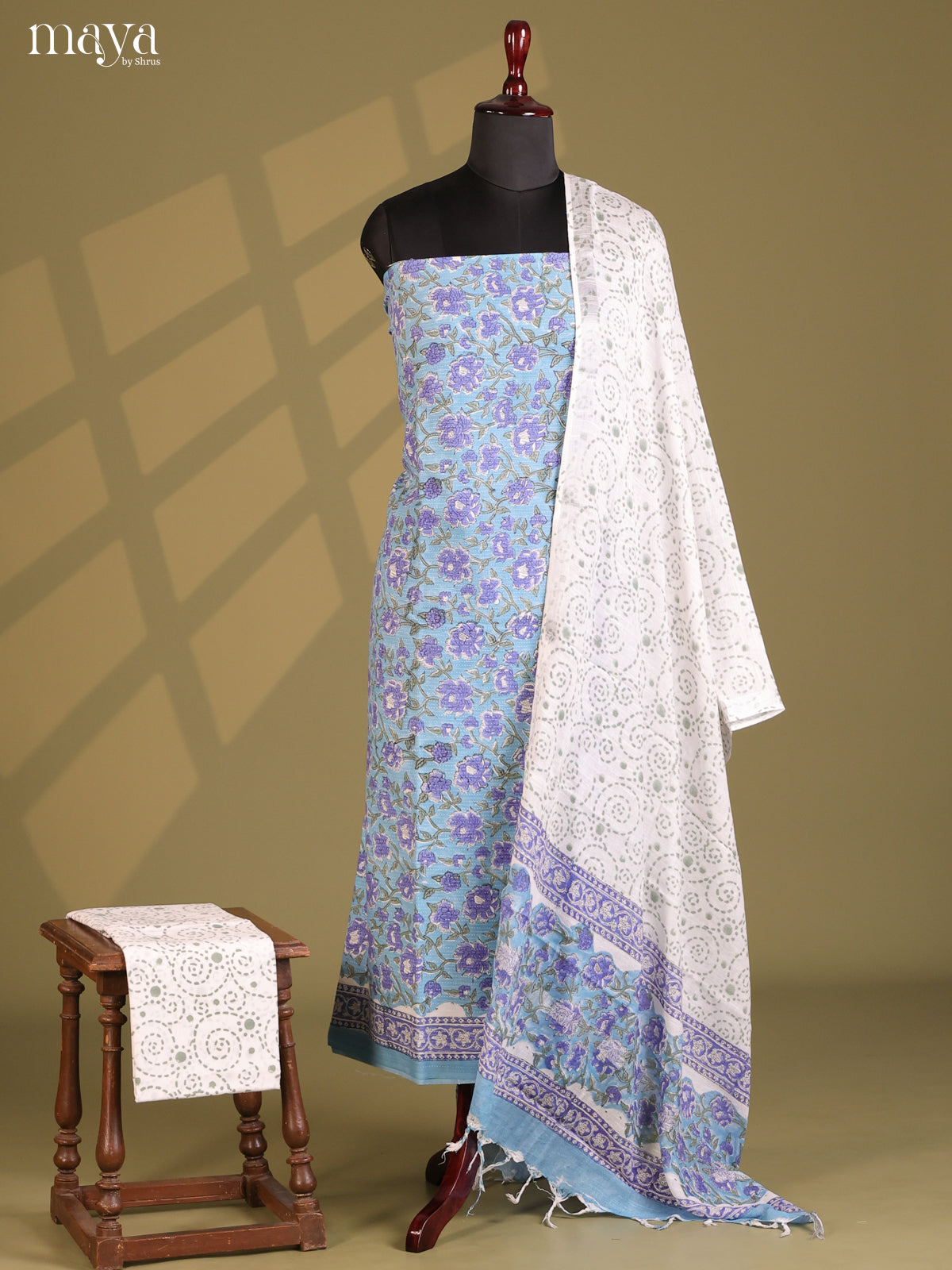 Blue with White - Cotton salwar