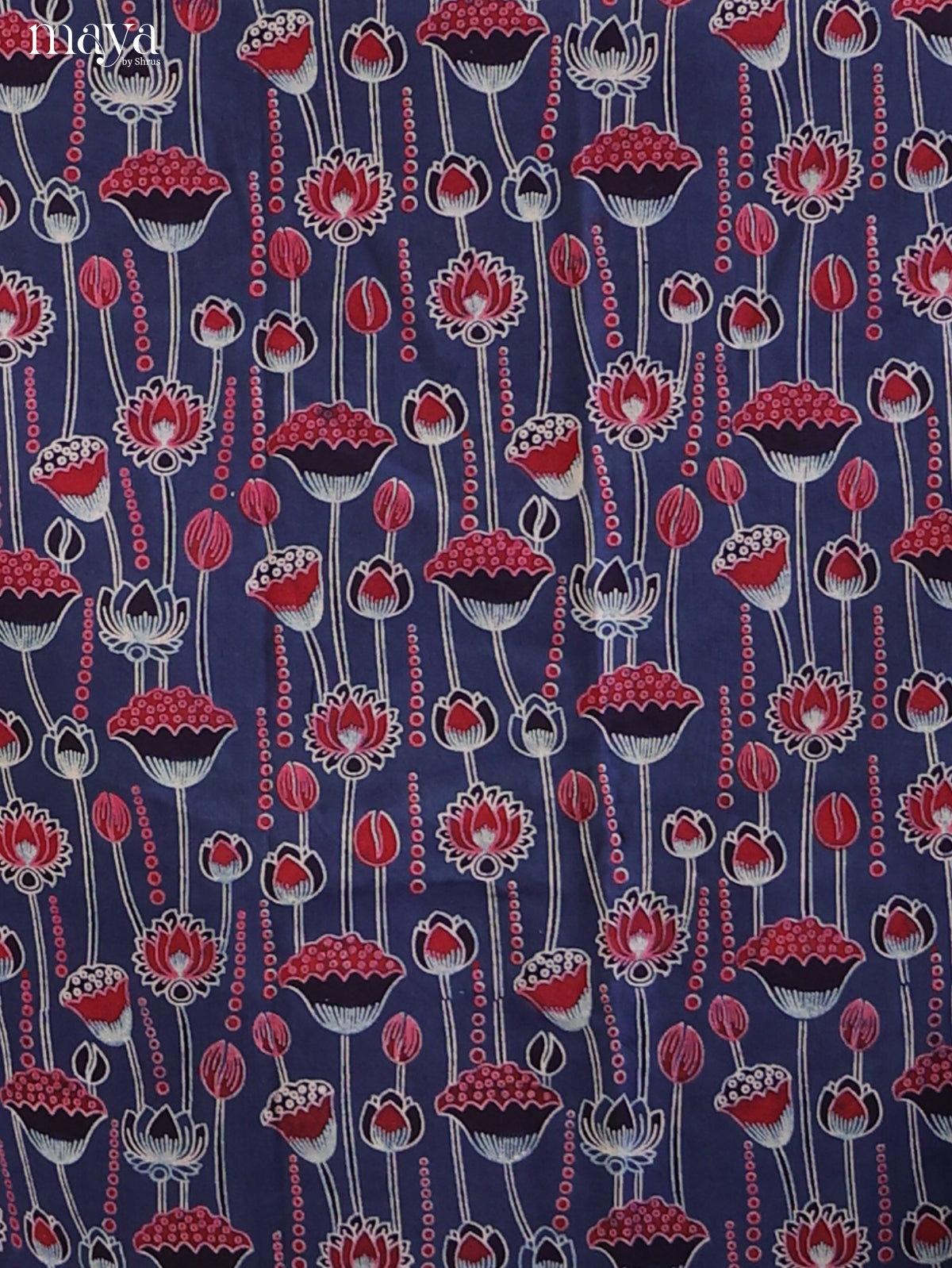 Blue with Maroon- Ajrakh Salwar Unstitch