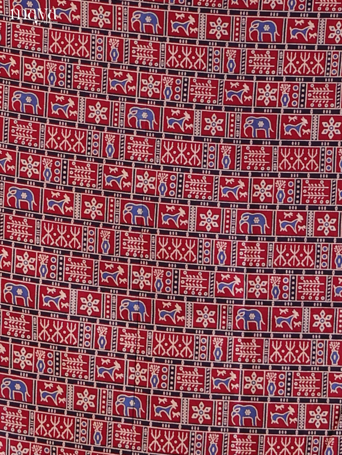 Maroon & Blue - Ajrakh Salwar Unstitch