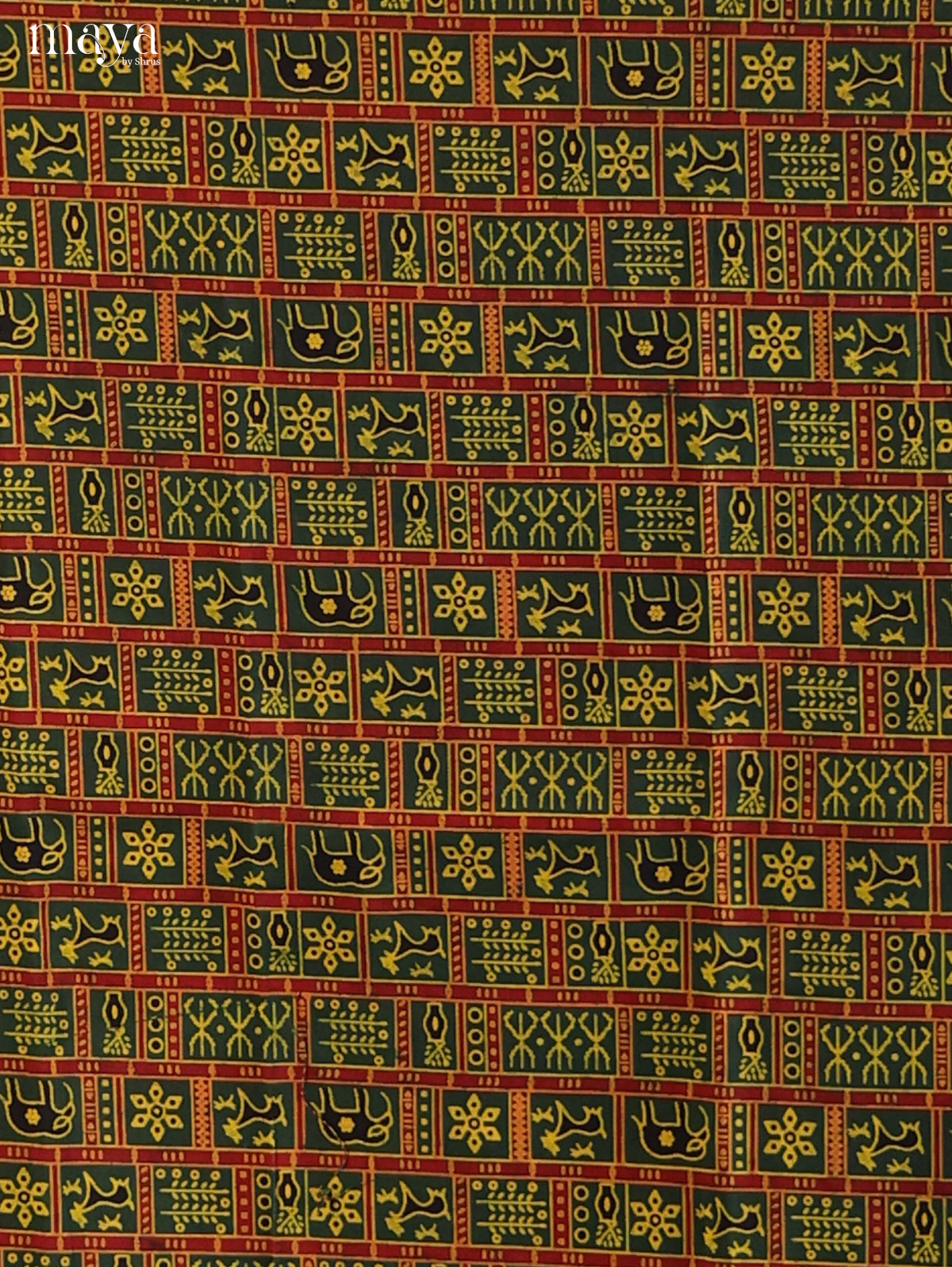Green with Yellow - Ajrakh Salwar Unstitch