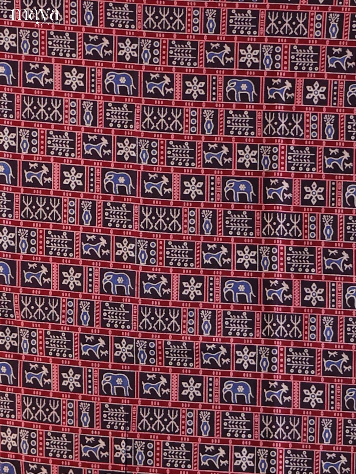 Blue & Maroon - Ajrakh Salwar Unstitch
