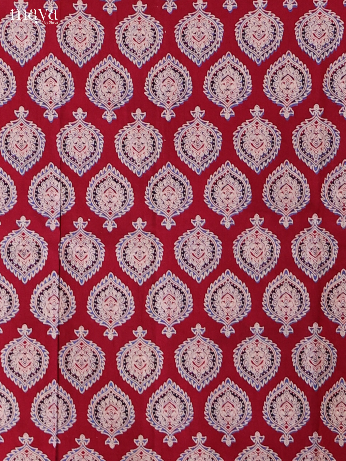 Red with blue - Ajrakh Salwar Unstitch