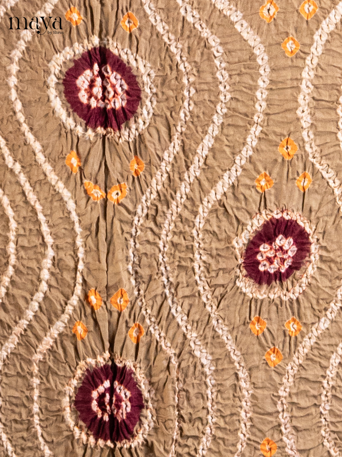 Beige & Wine - Bandhini salwar Unstitch