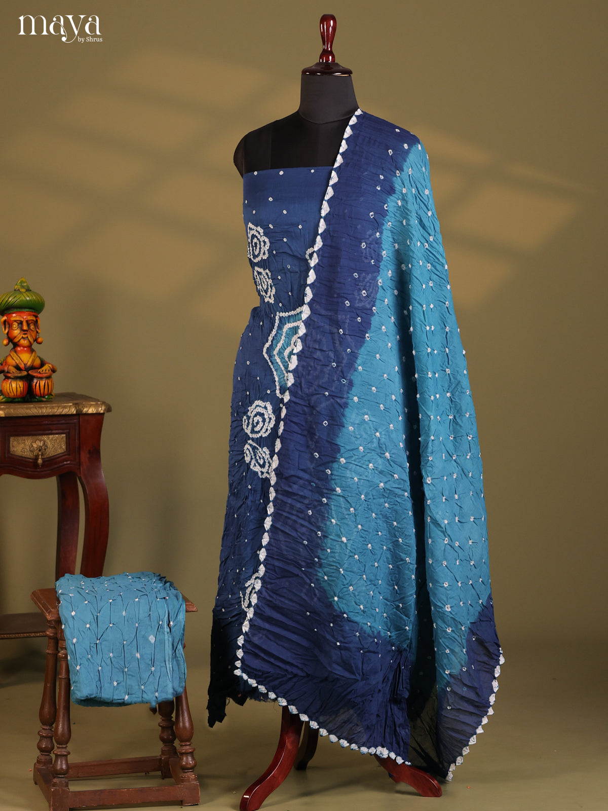 Blue & Teal - Bandhini salwar Unstitch