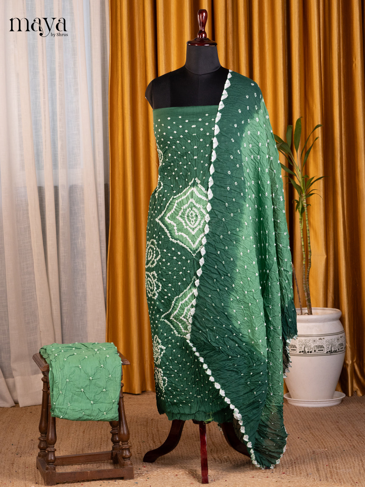 Green - Bandhini salwar Unstitch