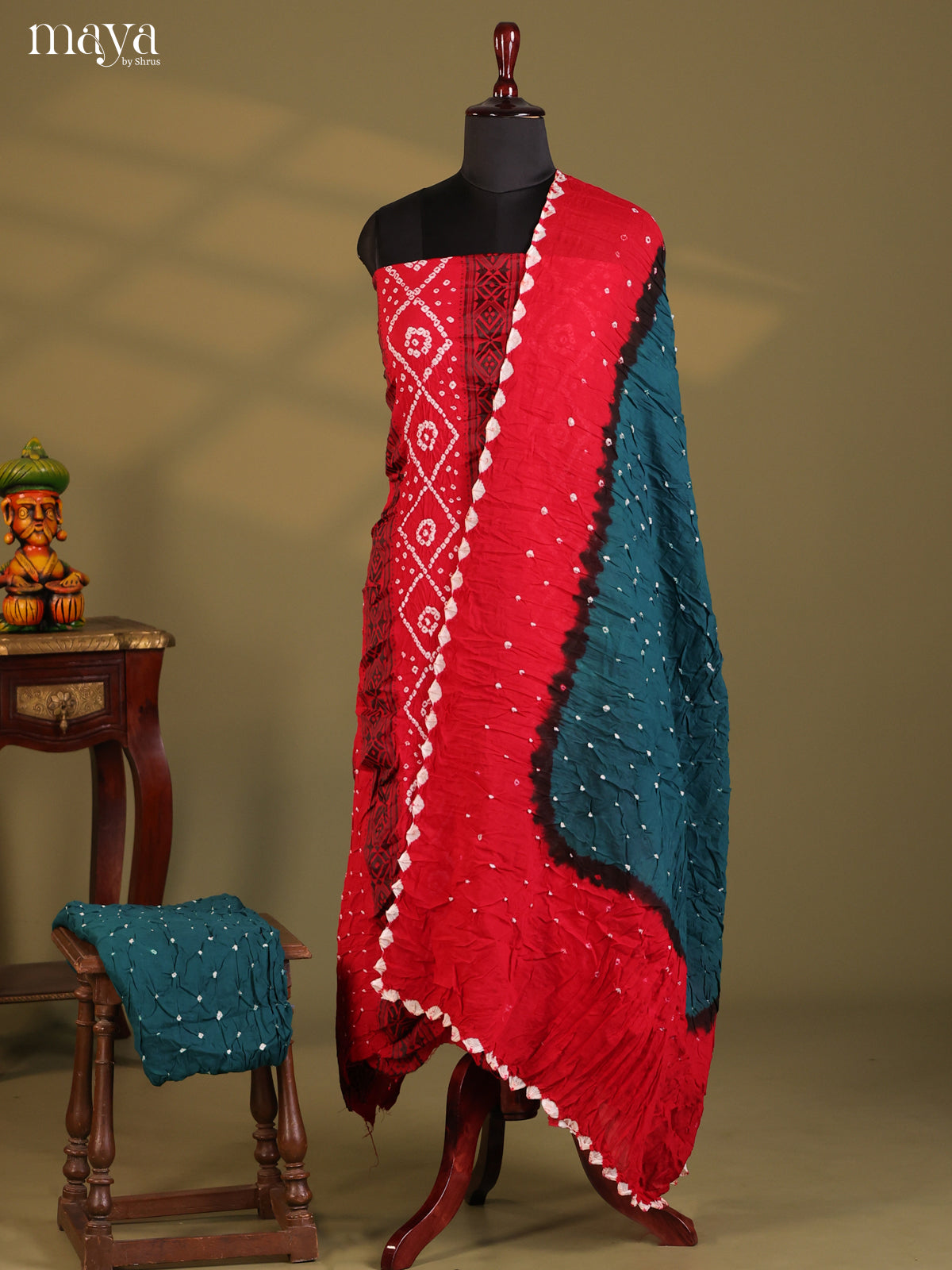 Red & Green - Bandhini salwar