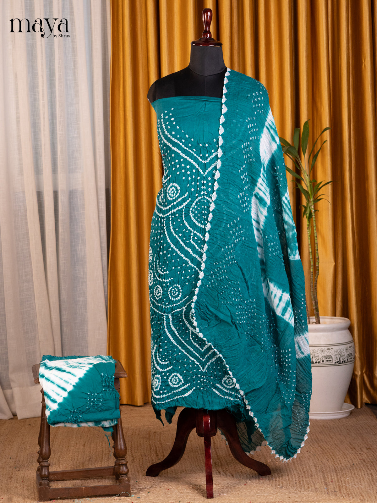 Teal - Bandhini salwar Unstitch