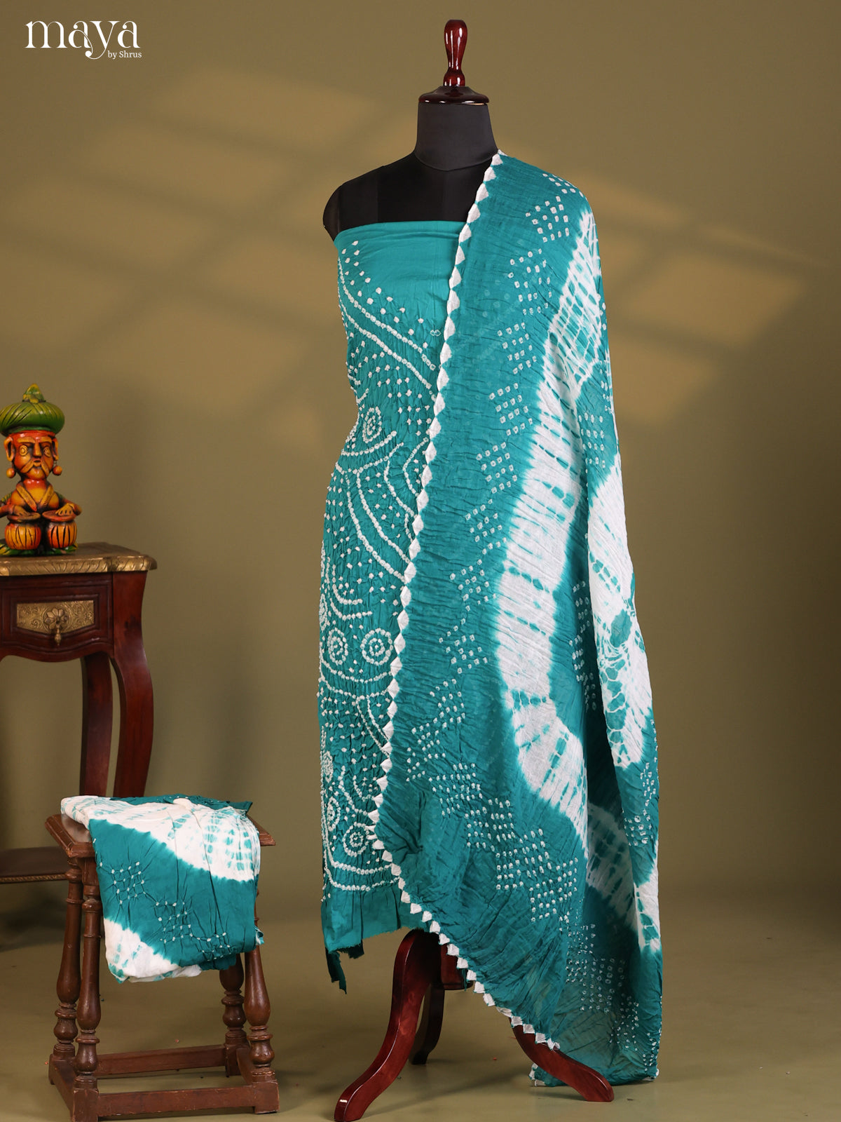 Teal - Bandhini salwar Unstitch