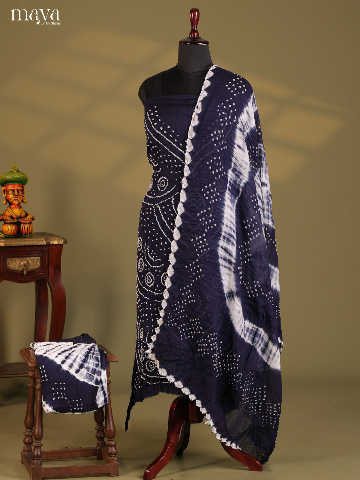 Blue - Bandhini salwar Unstitch