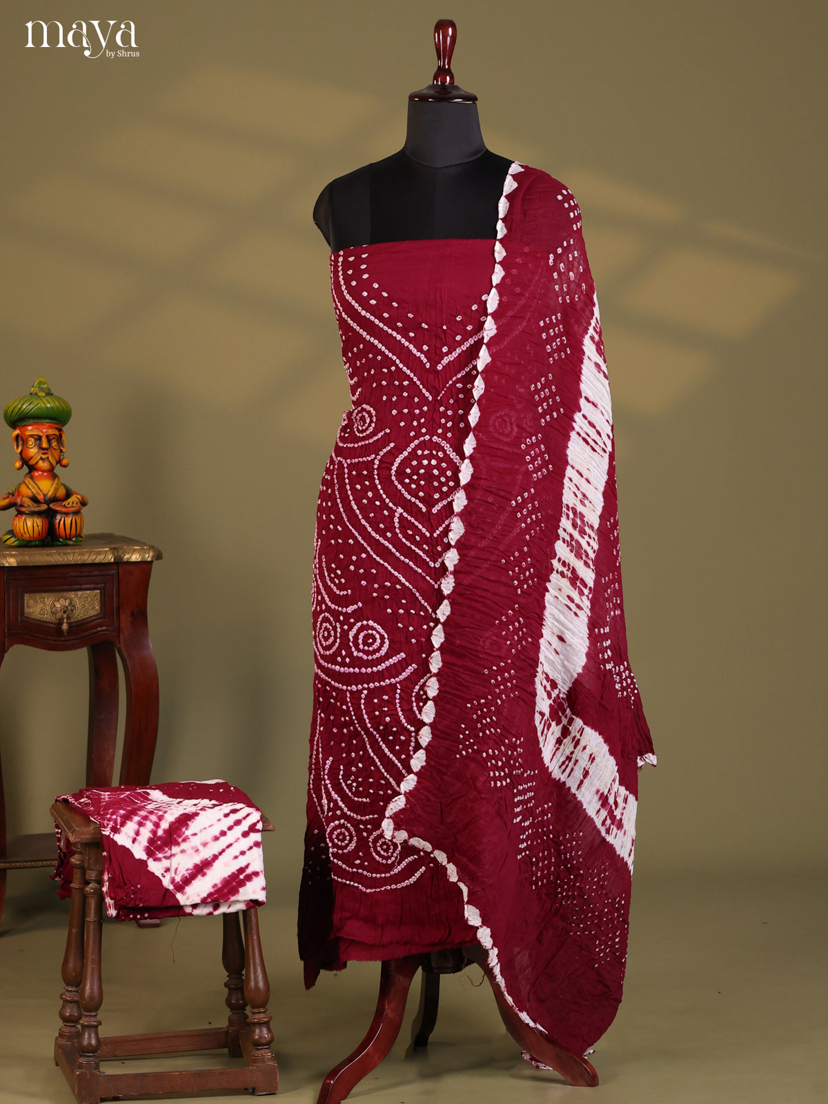Maroon- Bandhini salwar Unstitch