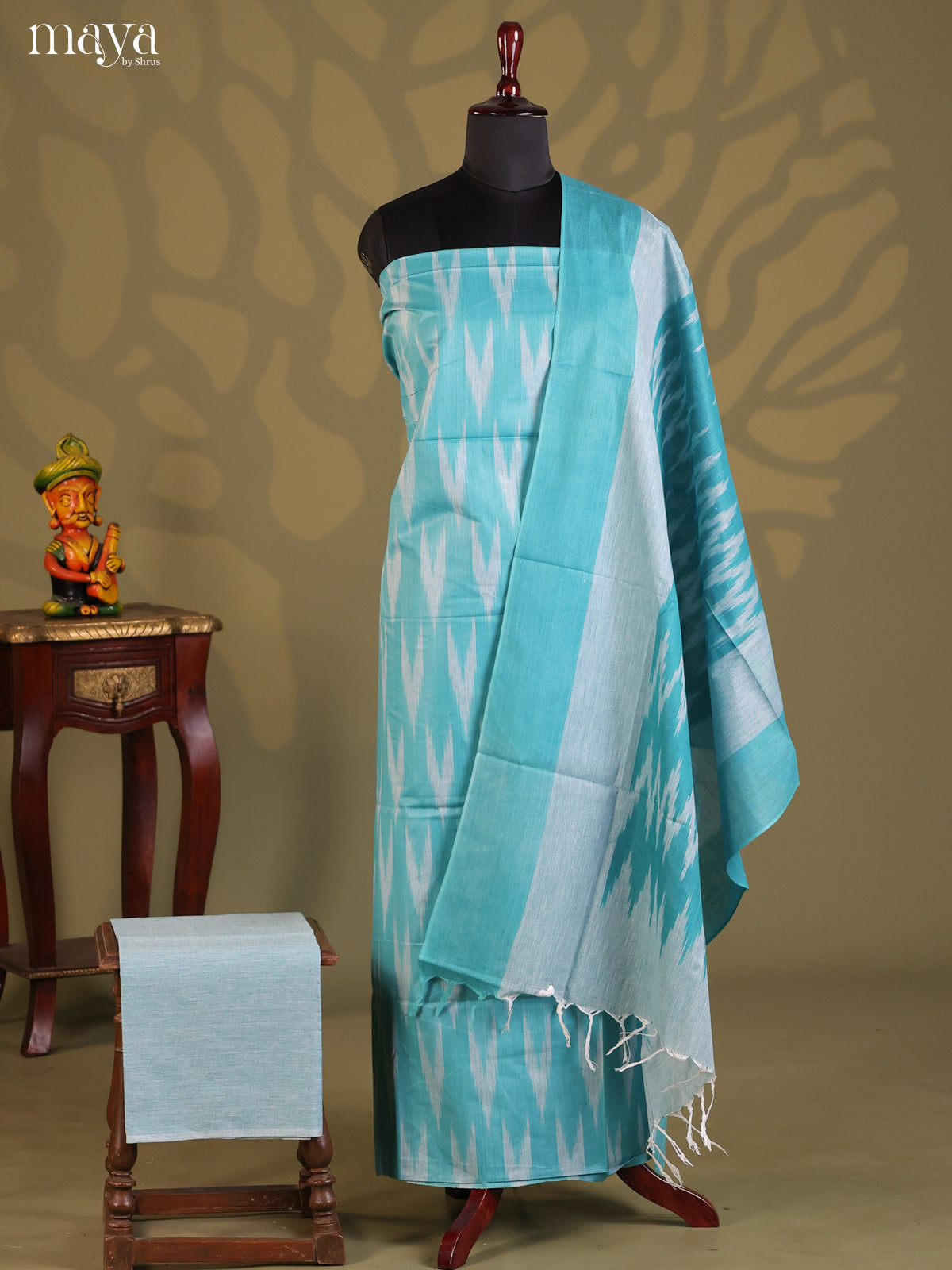 Blue & Ice Blue- Ikkat Salwar Unstitch