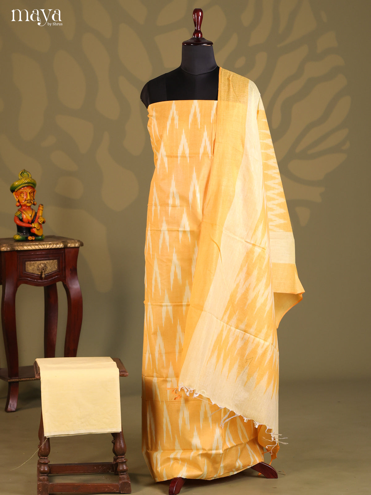 Mustard with Cream - Ikkat Salwar Unstitch