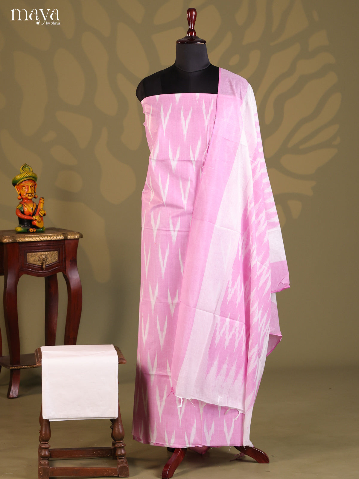 Pink & White - Ikkat Salwar Unstitch