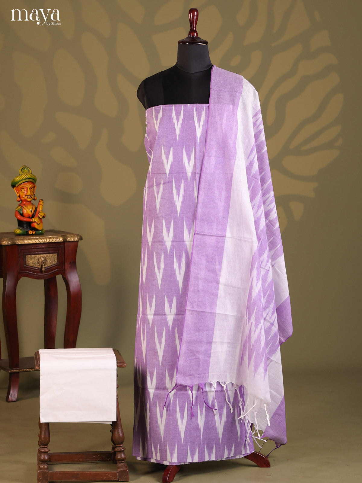 Lavender & White - Ikkat Salwar Unstitch