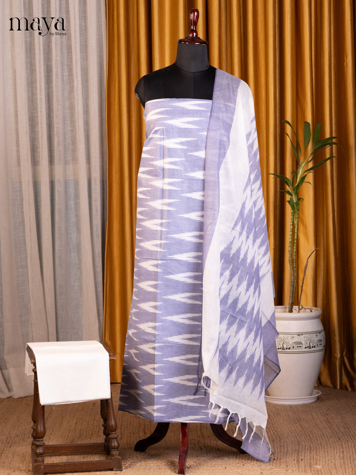 Blue & White - Ikkat Salwar Unstitch