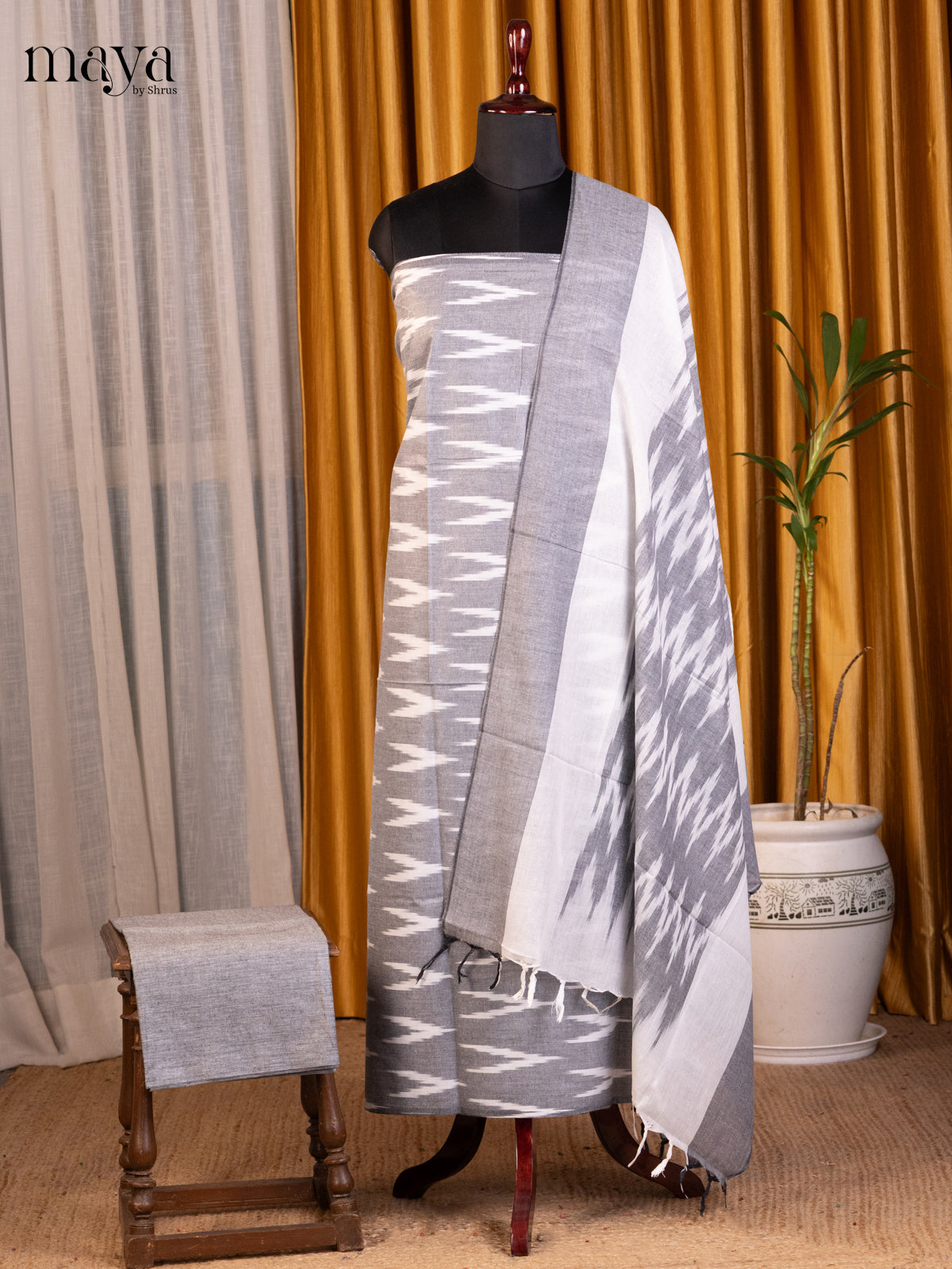 Grey - Ikkat Salwar Unstitch