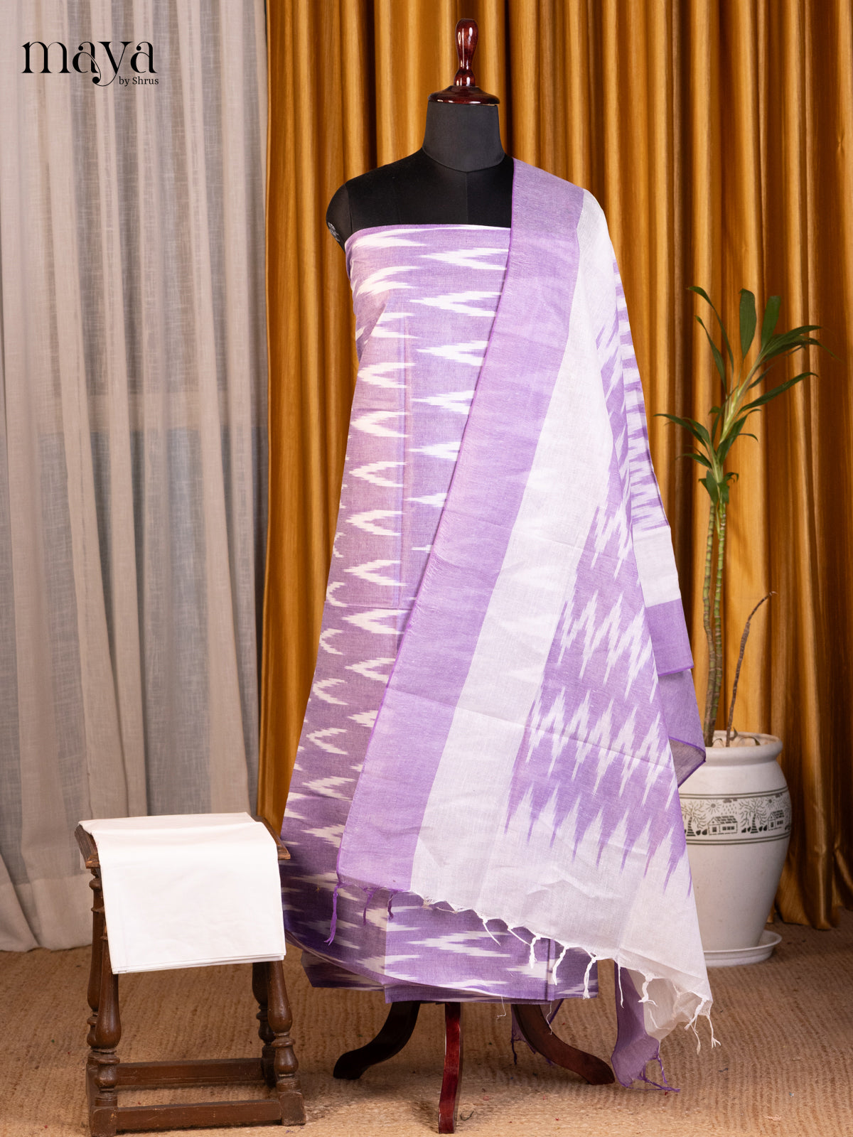 Lavender & Cream- Ikkat Salwar Unstitch