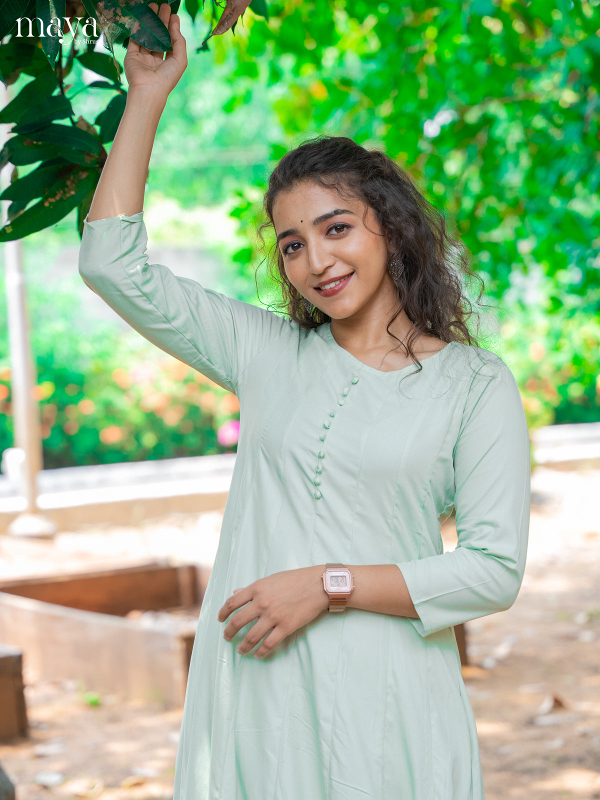 Ice Blue Solid Rayon Cotton Anarkali Kurti
