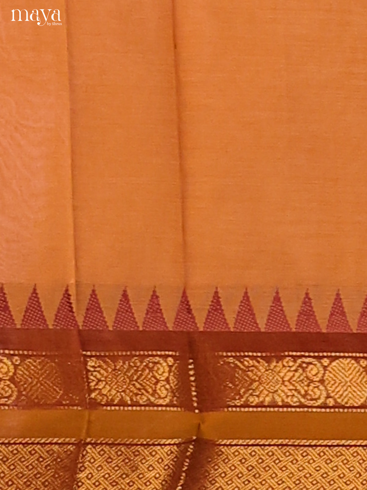 Beige Chettinad Cotton Dupatta with Maroon Zari Border