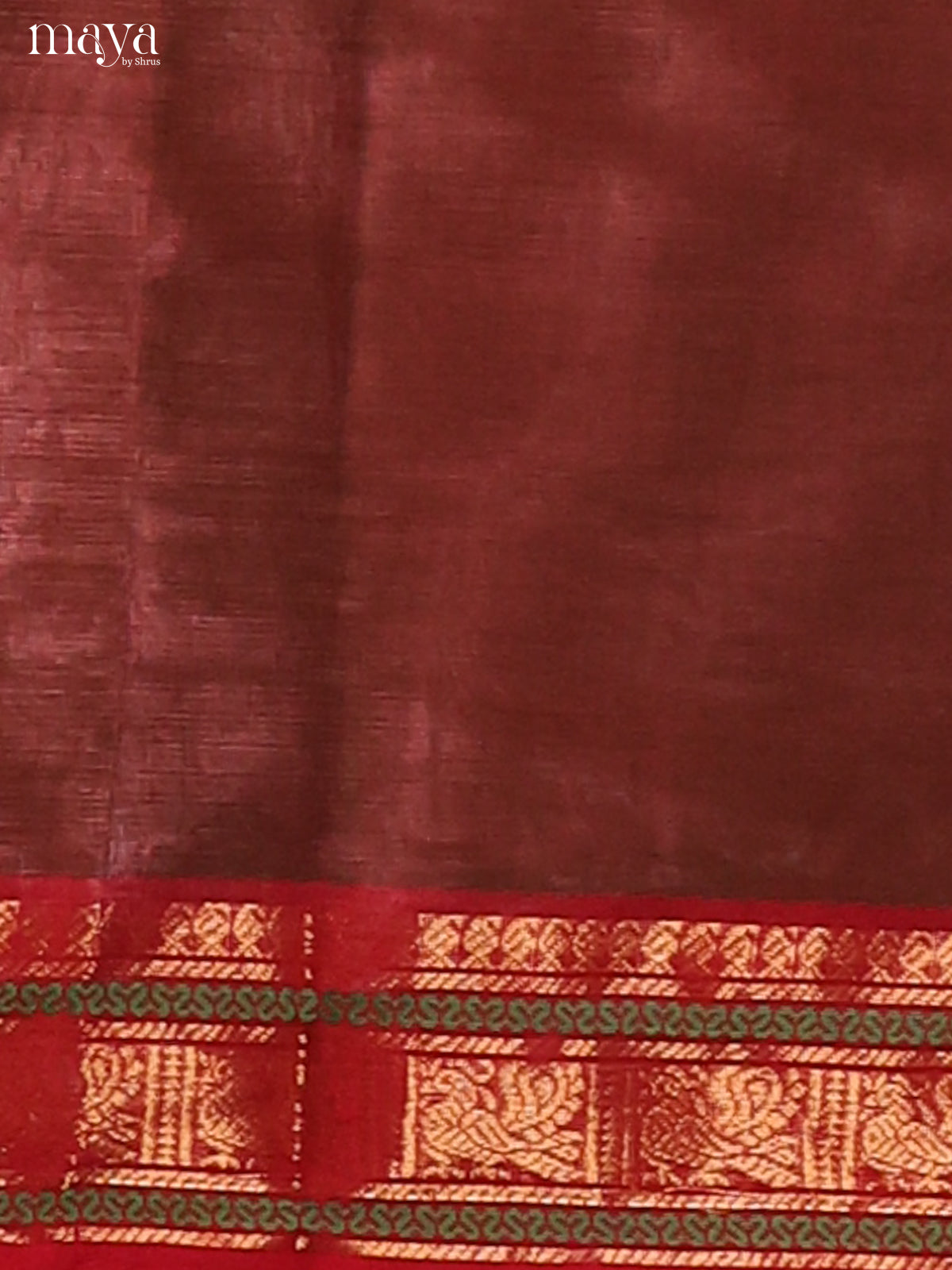 Brown Chettinad Cotton Dupatta with Maroon zari border