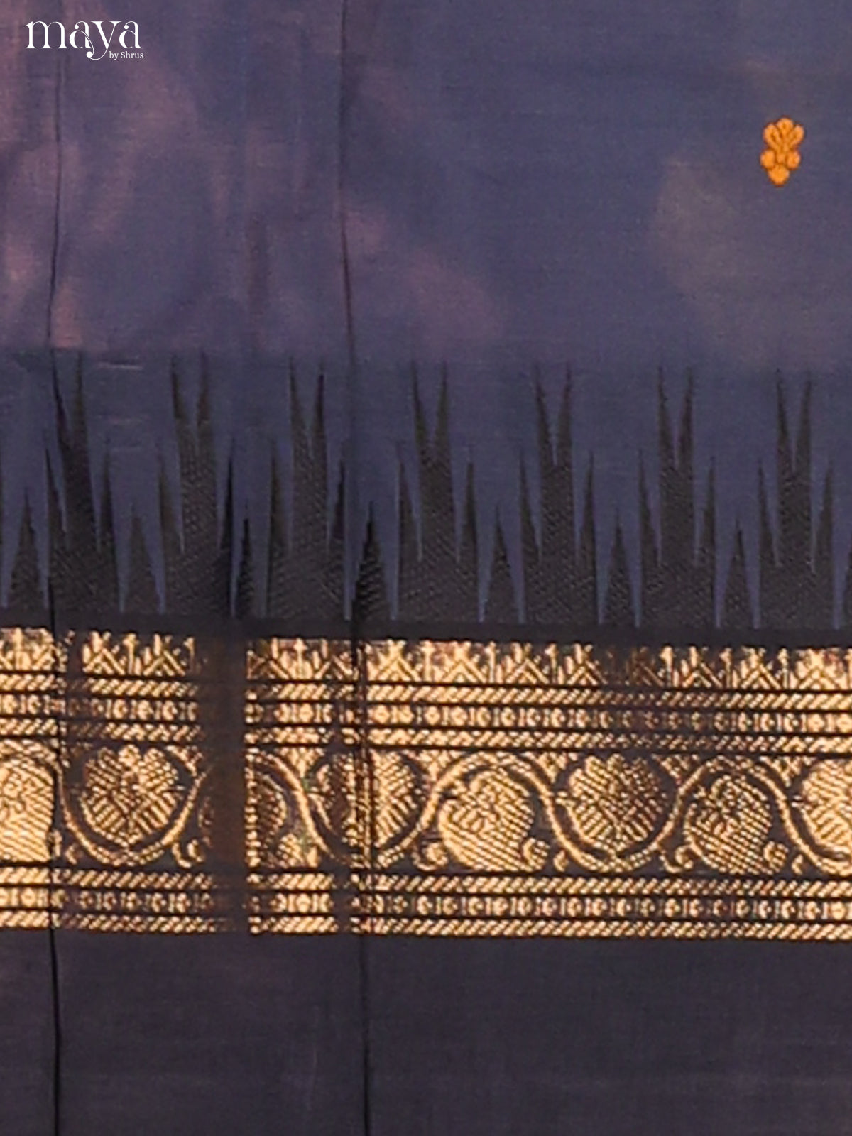 Blue Chettinad Cotton Dupatta with thread woven buttas , grey zari border