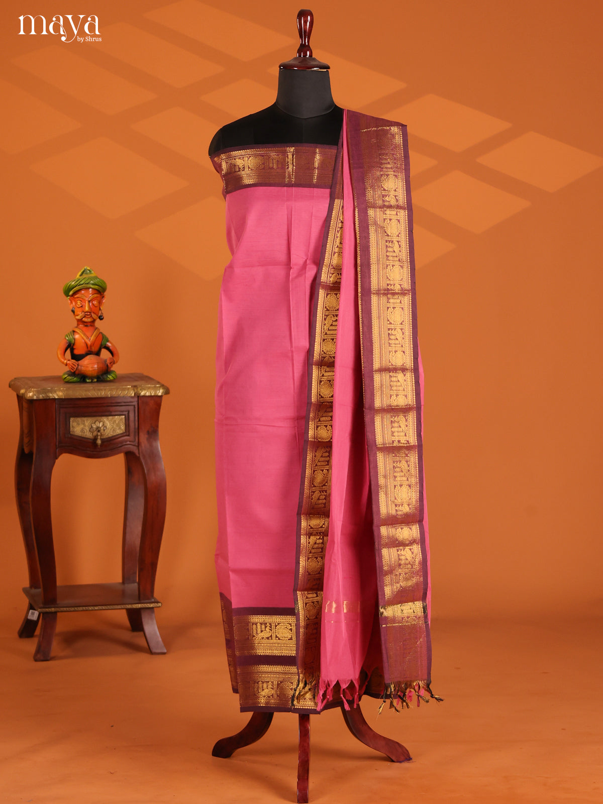 Lotus Pink & Purple - chettinad top & dupatta combo