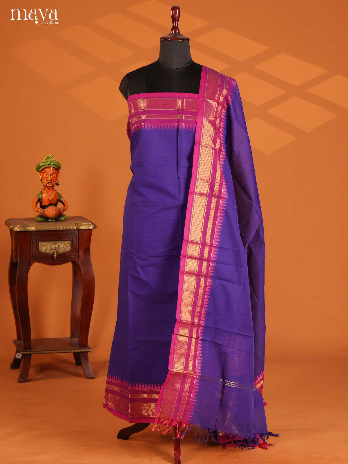 Purple with Pink - chettinad top & dupatta combo