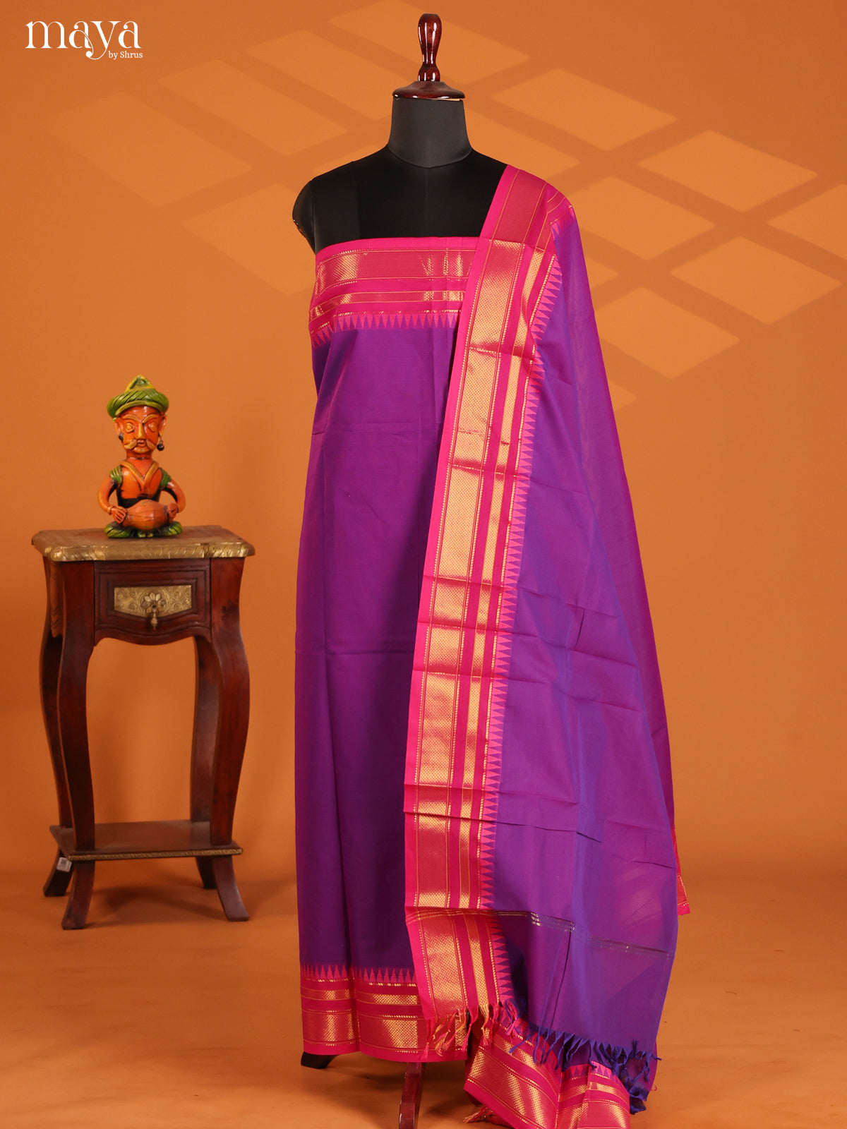 Purple With Pink - chettinad top & dupatta combo