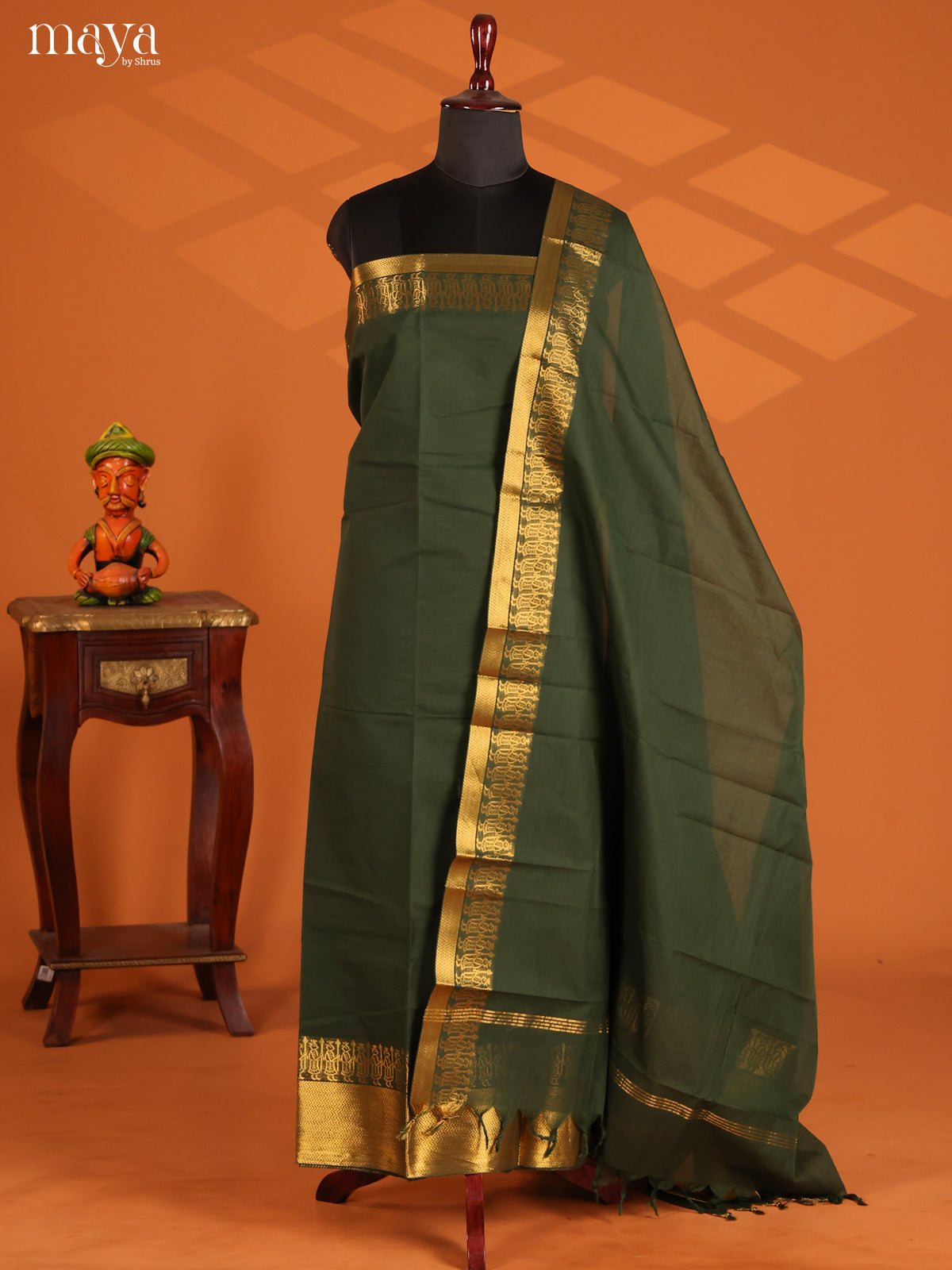Green - chettinad top & dupatta combo