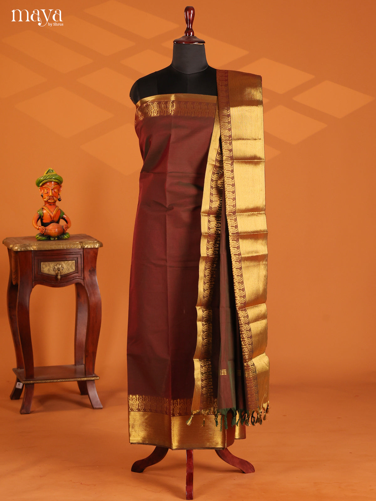 Brown - chettinad top & dupatta combo