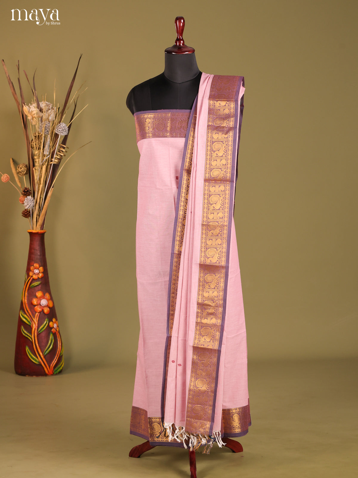 Pink & Purple - chettinad top & dupatta combo
