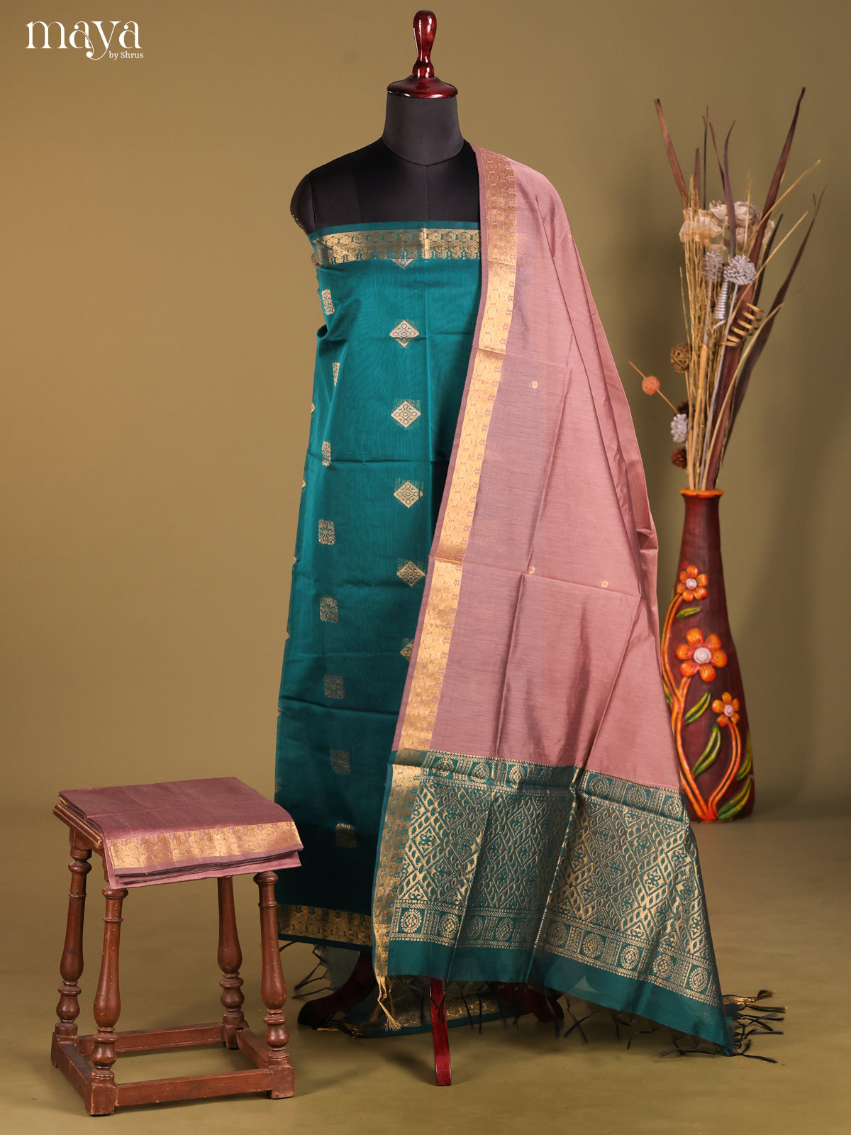 MDH02065-Semi silkcotton salwar unstitch