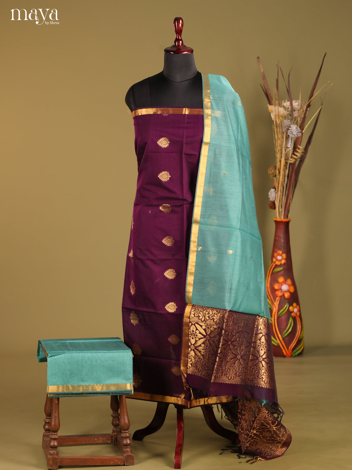 MDH02072-Semi silkcotton salwar unstitch