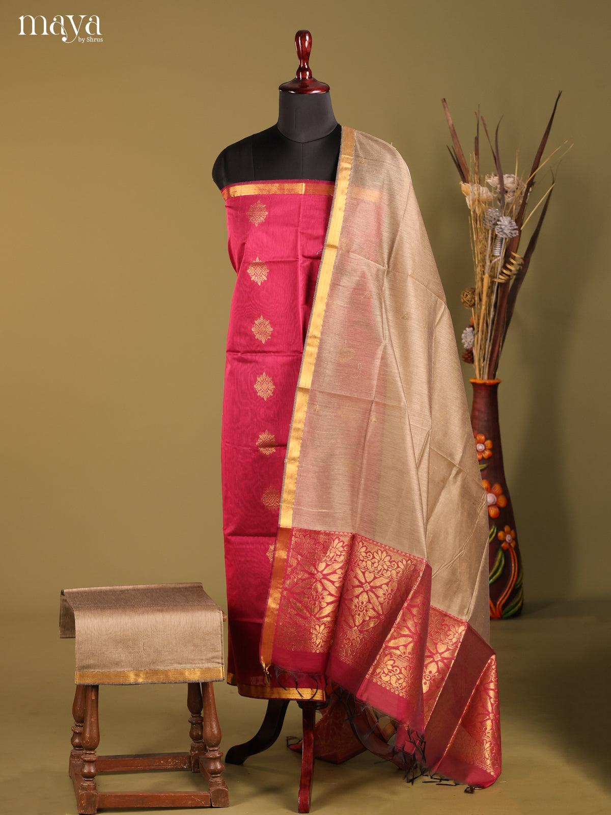 MDH02073-Semi silkcotton salwar unstitch