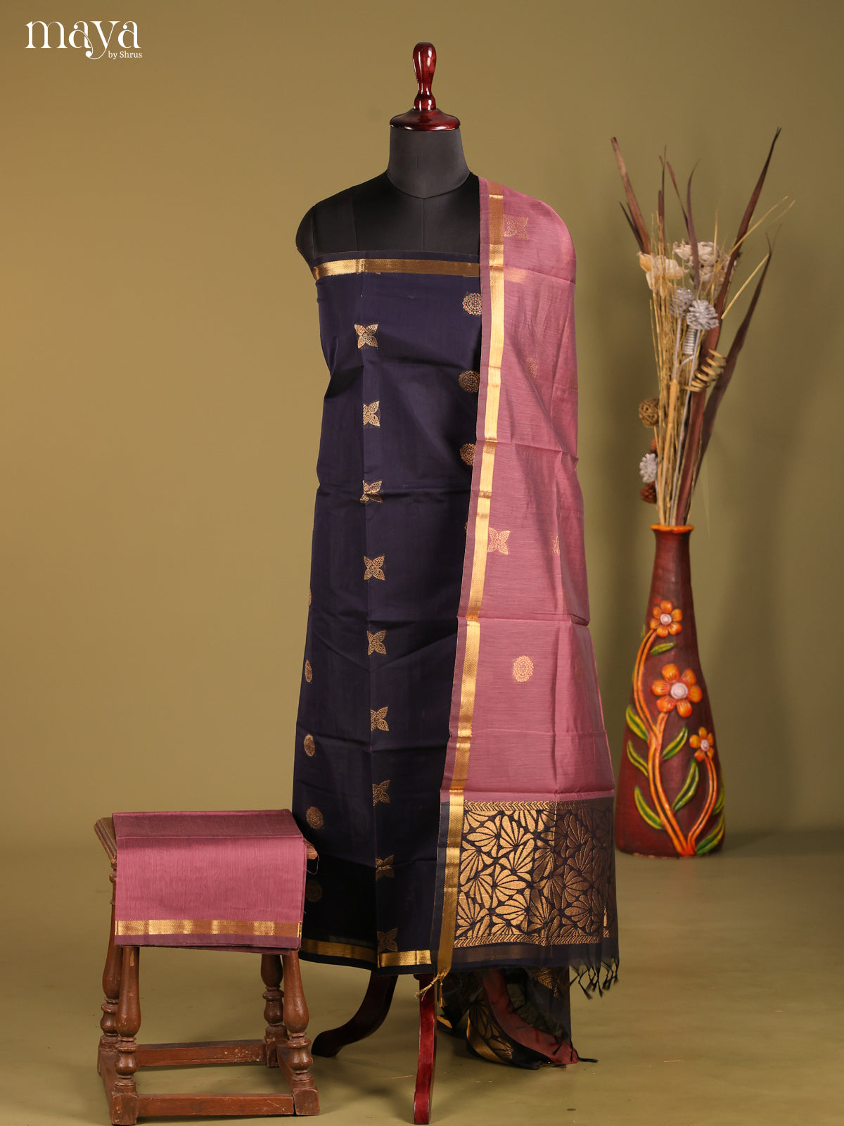 MDH02084-Semi silkcotton salwar unstitch