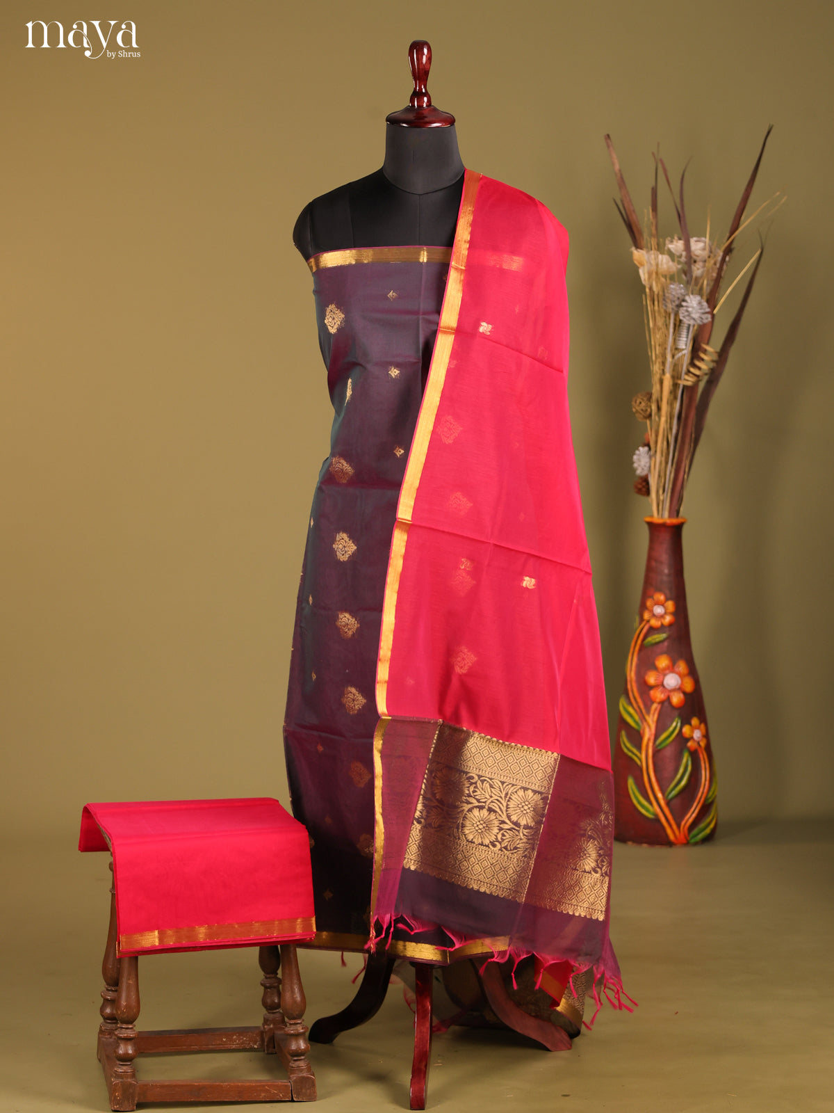 MDH02094-Semi silkcotton salwar unstitch